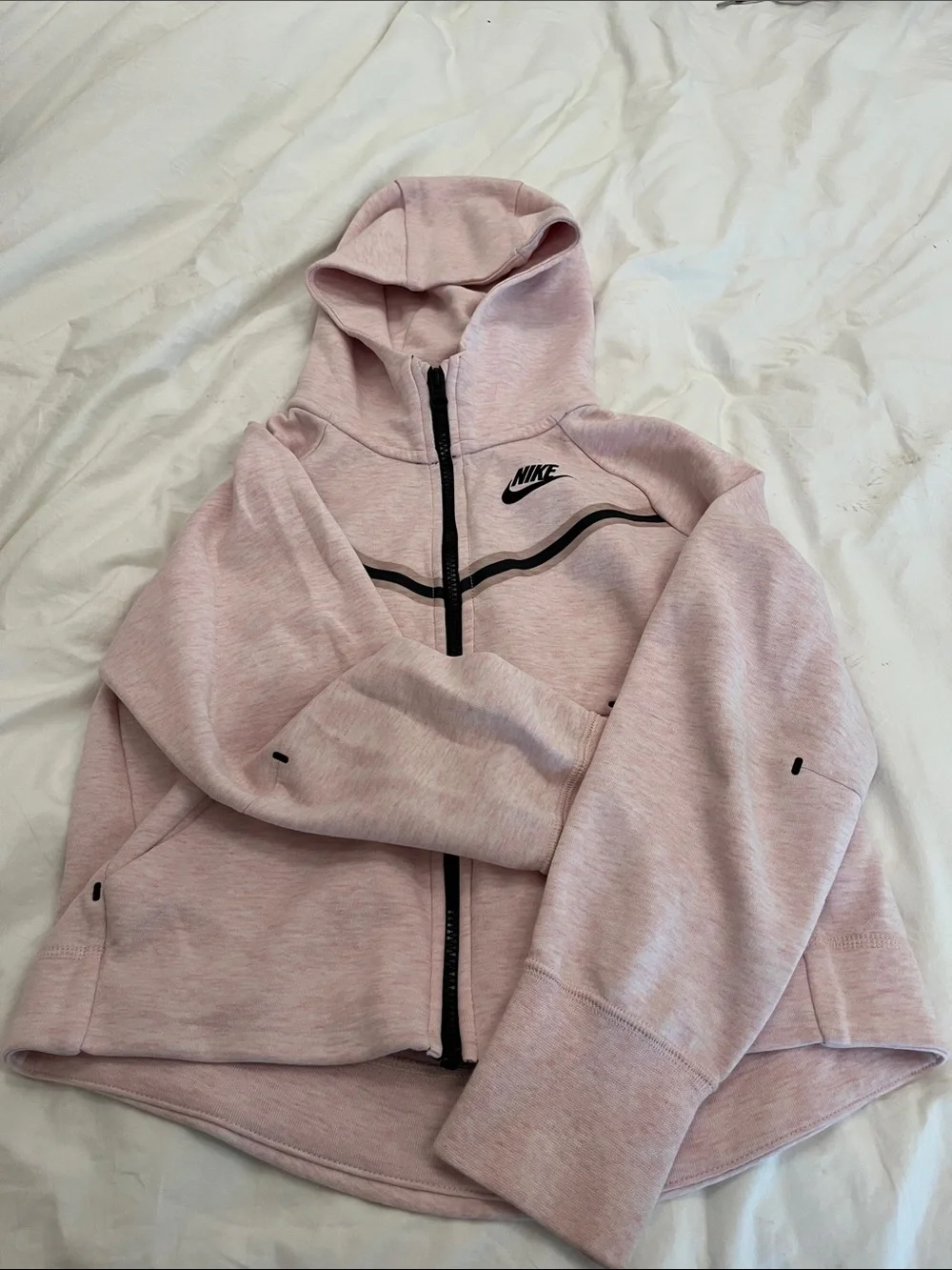 Nike girls Light Pink Hooded Zip-Up Jacket with Black Accents